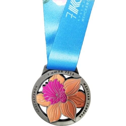 2.76 Inch 100 Pieces A Lot Custom 2D Die Cast Antique Nickel Soft Enamel Zinc Alloy Medal