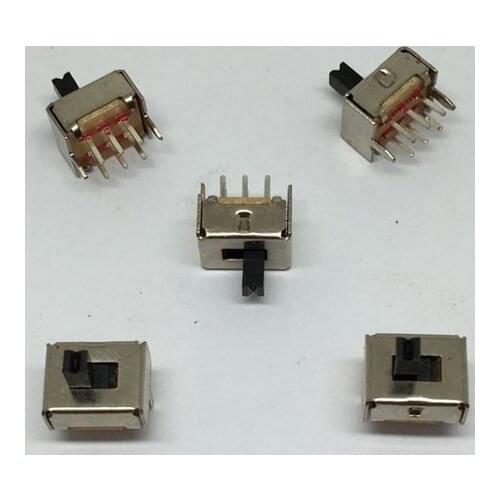 20PCS SS22D07 SS-22D07 6PIN 2P2T DPDT toggle switch side slide switches handle 4mm ROHS