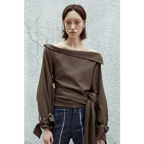 2020 New Arrvial Independent irregular strapless lacing top S001