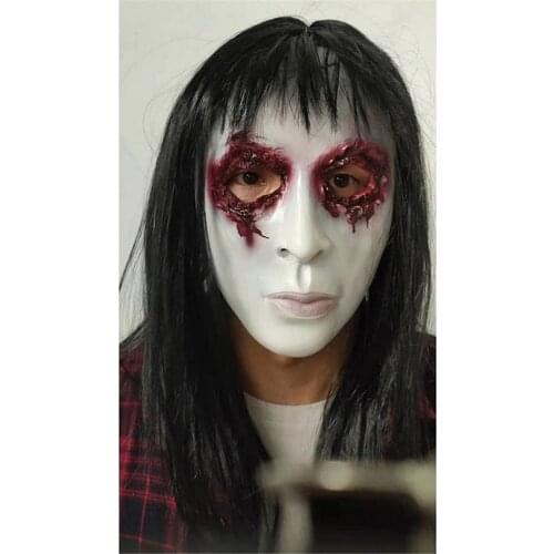 2021 Horror Anime Mask Halloween Female Ghost Masks Black Male Latex Headgear Animation Secret Room Haunted House Props Masque