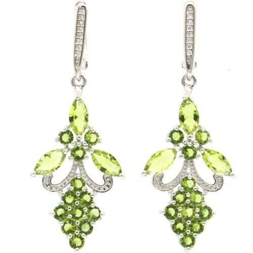 43x19mm Gorgeous Created Green Peridot Rhodolite Garnet For Ladies Daily Wear Silver Pendant Wholesale Drop Shipping