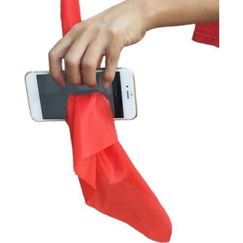 45*45cm Magical Tricks Scarf Through Phone Close-Up Tricks Funny Silk Thru Phone Trick Toys For Magicians Gag Toys Party Prop