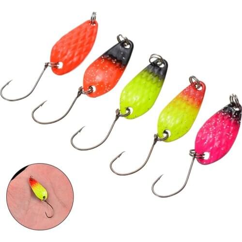 5Pcs 3cm/3g Spoon Lure Bait Hard Sequins Spinner Spoon Fishing Tackle Bait Artificial Fishing Lure Single Hook Fishing Tools