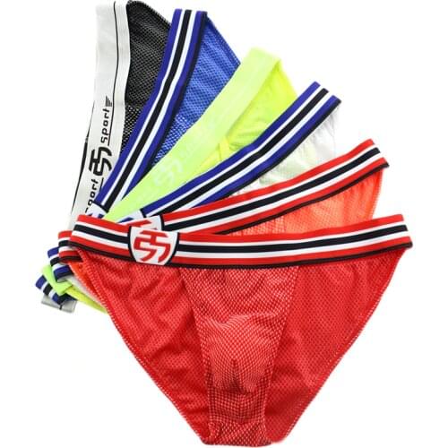 6PCS Men Underwear Sexy High Fork Low Waist Briefs Breathable Mens Slip Cueca Male Panties Wide Belt Underpants Briefs
