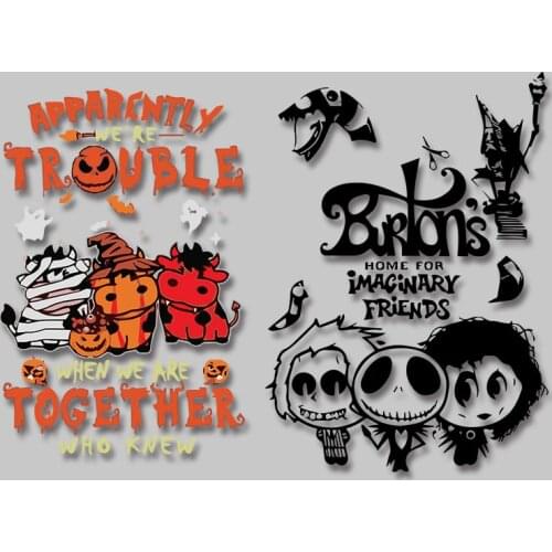 Halloween Applique on Clothes Iron-on Transfers Stickers on fabric Letter Stickers Heat Transfer PVC Patch