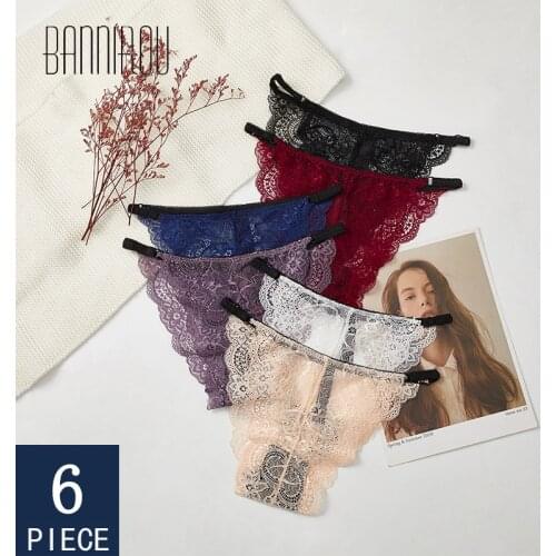 BANNIROU 6 Pcs Panties Woman Underwear Lace Briefs Sexy Breathable Female Panties Womens New Underwear For Women Panties M-XL