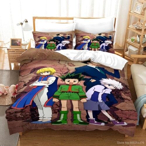 Twin Full Queen King Size Bedding Set HUNTER X HUNTER Comforter Cover with Pillowcase Set Soft Duvet Cover Set for Home Bedroom