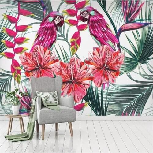 Flowers plants tropical rainforest background wall factory wholesale wallpaper mural custom photo wall