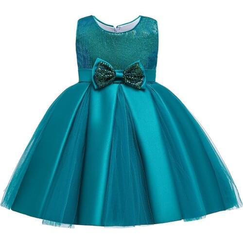 Kids Dresses for Girls Sleeveless Children Party Perform Sequins Dress Kids Princess Elegant Vestidos Girls Flower Dresses