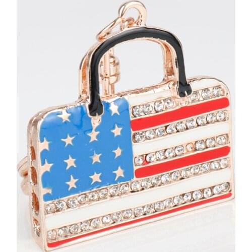 Dongsheng Fashion America Flag Keychain USA Popular Keyring Women Charm Handbag Key Holder Bag Decoration Tourism Souvenir gifts