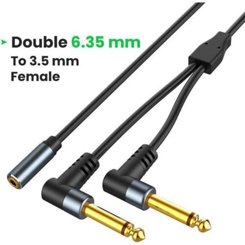 Dual 6.35Mm To 3.5Mm Adapter Audio Cable 6.5Mm 3.5 Jack Splitter Audio Cable for Computer Mixer Amplifier Speaker