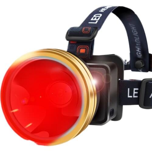The head-mounted headlight glare red rechargeable flashlight take special check bee honey bee-sea fishing lights red lamps