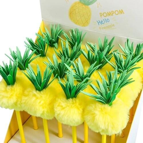 1pcs 0.5mm Novelty Pineapple Gel Pen Cute Kawaii Hairball Creative Pen Stationery Black Blue Ink Writing School Office Supplies