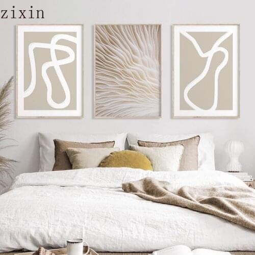 And Prints Abstract Line Beige Texture Wall Art Painting Canvas Picture Nordic PostersHome Interior Decoration For Living Room