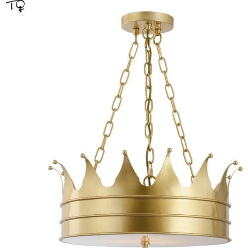 Individual Luxury Golden Lustre QUEEN CROWN LED Pendant Lights Iron Art Living Room Restaurant Model Room Creative Ceiling Lamps