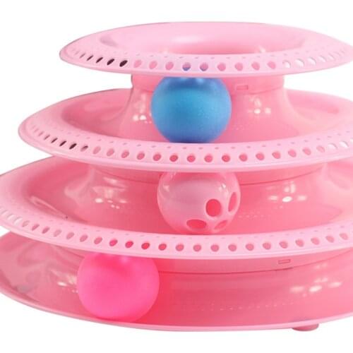 Pets Interactive Toys Cats Three-tier Turntable Pet Intellectual Track Tower Funny Cat Toy Plate 3 Balls 4 Balls