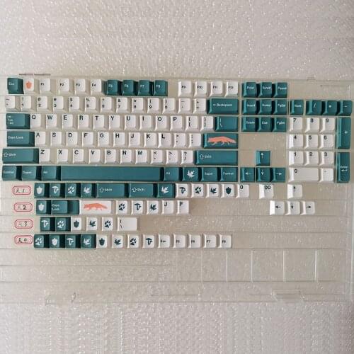 Green White Fox Keycaps For Cherry Mx Gateron Kailh Box TTC Switch Mechanical Keyboard 145 Keys Cherry Profile PBT Key Cap