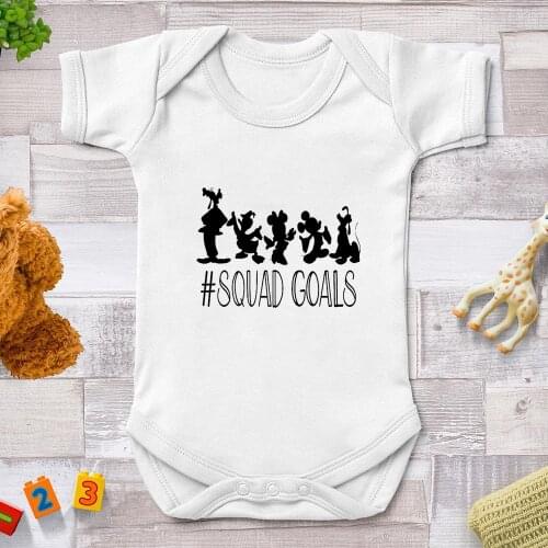 Mickey Mouse And His Friends Baby Rompers Newborn Summer White Funny Baby Girl Clothes Body Suit Harajuku Toddler Tops 0-24M