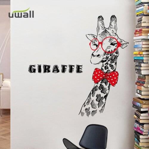 Creative Giraffe Door Sticker Kids Room Background Wall Decoration Bedroom Wardrobe Porch Home Decor Wall Stickers Self-adhesive