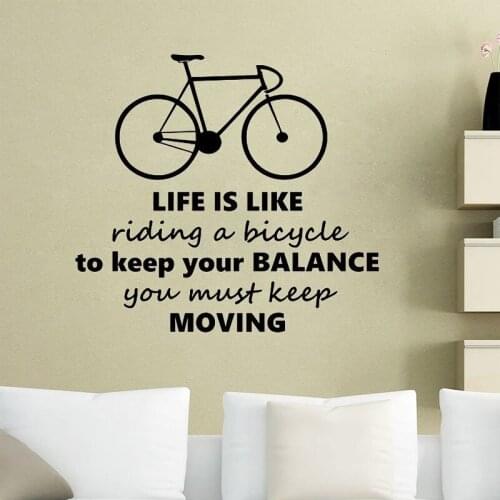 Life Is Like Riding A Bicycle Quote Wall Stickers Bike Wall Art Decal Sticker Mural Home Decoration Living Room Bedroom Decor