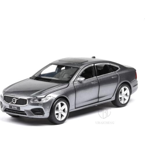 1/32 S90 Diecast Alloy Car Models Toys With Lights Pull Back 6 Doors Opened Metal Body Rubber Tire Luxury Car Gift For Children