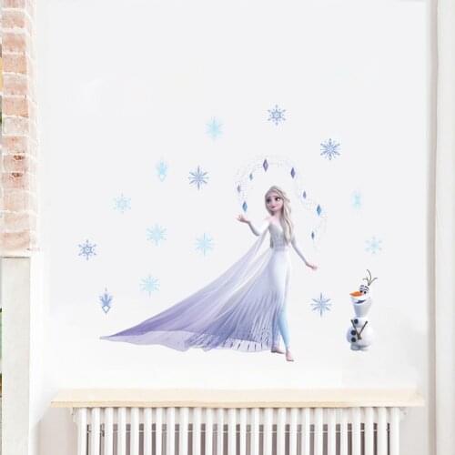 Cartoon Disney Frozen 2 Elsa Anna Pvc Wall Stickers For Home Decor Kids Room Kindergarten Decoration Mural Art Movie Diy Posters