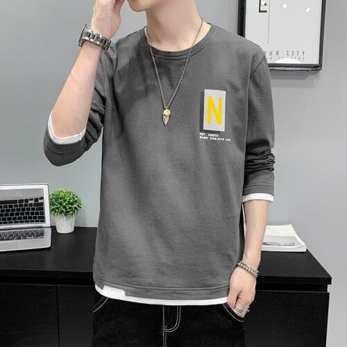 Mens long-sleeved T-shirt 2020 Autumn new cotton loose autumn and winter T-shirt base shirt sweater casual clothes