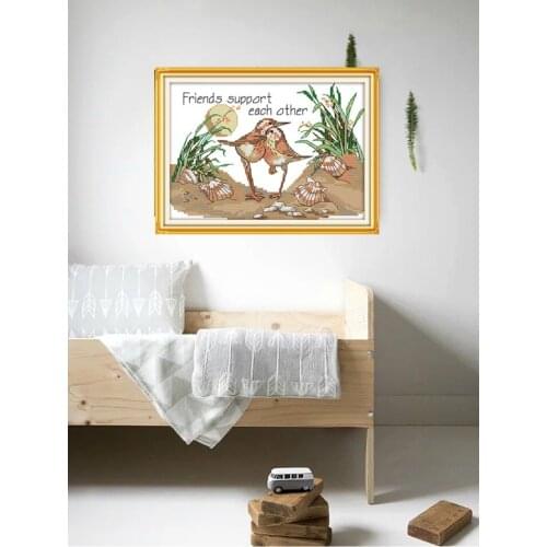Two birds Cross Stitch Kits pattern Printed canvas Animal Embroidery Needlework set Easy Cross-stitch dmc Handmade 14CT Fabric