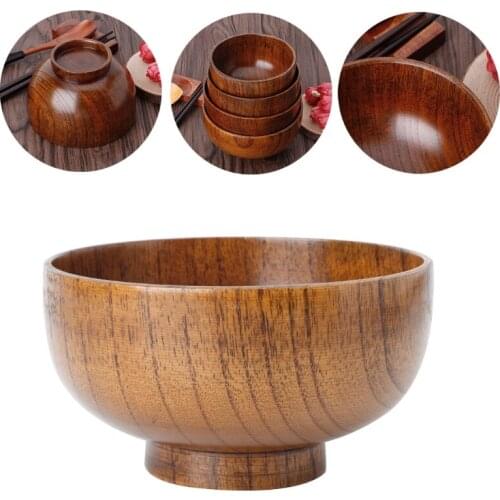 Natural Jujube Wooden Rice Soup Bowl Food Containter Kitchen Utensil Tableware