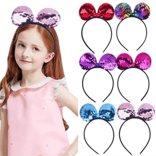 New childrens party sponge sequin headband Customized double-sided fish scale large bow headband