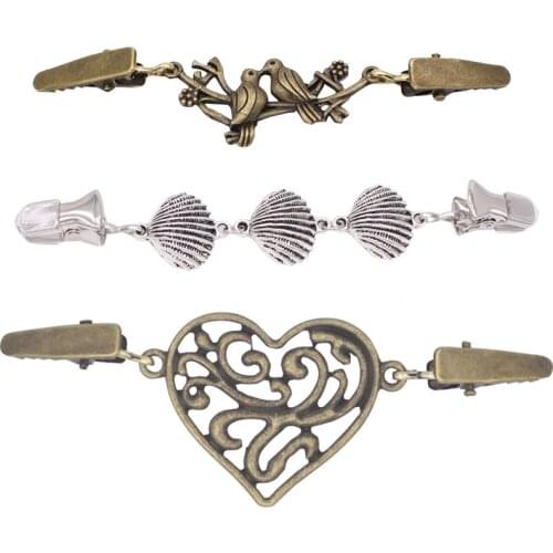 New Fashion Sweater Cardigan Clips Brooches Keeper Shawl Duck Clip Buckles Clothes Decor Beaded Pearl Pin Brooch Metal Buckle