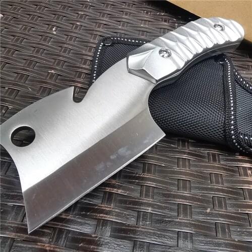 Stainless Steel Butcher Knife, Sharp and Durable Small Axe, Kitchen Knife, Meat Cutting and Bone Cutting, Camping Tool Knife
