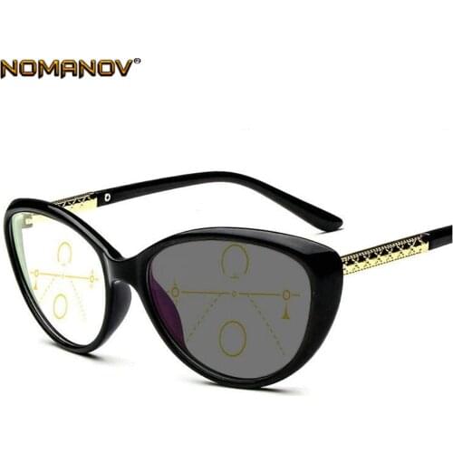 Occhiali Da Lettura Classic Cats Eye Eyeframe Grey Progressive Multifocal Reading Glasses Add +0.75 +1.25 +1.5 +1.75 To +3