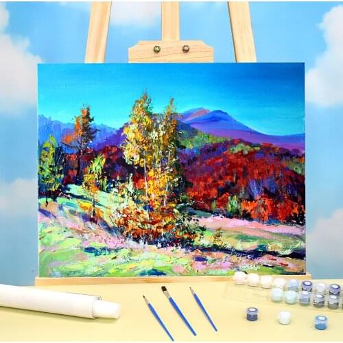 Landscape Autumn In The Mountains DIY Paint By Numbers Kit Acrylic Paints 40*50 Oil Painting New Design Adults Handicraft