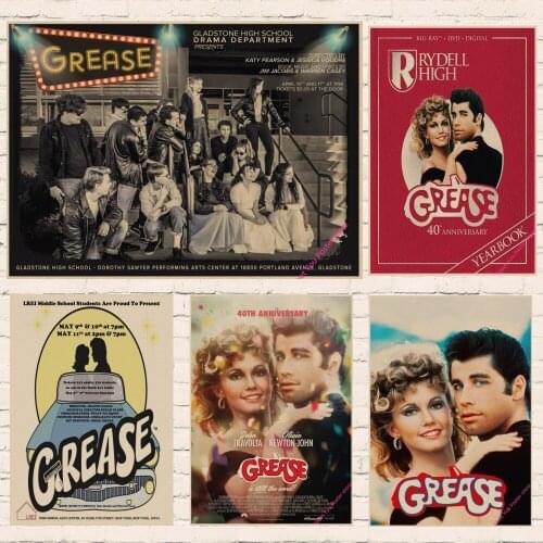 New Vintage grease movie poster 1978 Vintage Retro Kraft Paper Poster Office Gift Room Dining Home Decor wall sticker