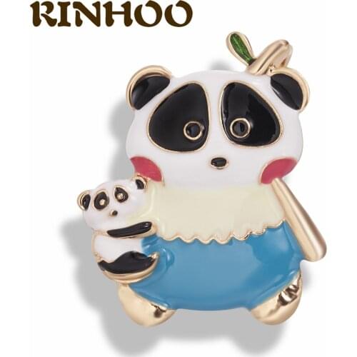 RINHOO New Arrival Cute Panda Mother And baby Brooches For Kids And Women Enamel Animal Brooch Pin Sweater Shawl Jewelry Gift