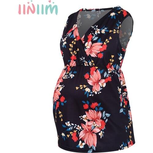 Womens Pregnant Clothing Pregnancy Shirt Maternity Clothes Nursing Top Long Sleeve Floral Print V Neck Maternity Blouses Tops