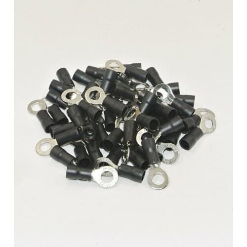 RV3.5-4 500PCS 14-12 AWG #8 Black Vinyl Insulated Ring Terminals Electrical Crimp Terminal