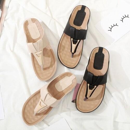 Nude Black Summer Beach Slippers Special Metal Decoration Woman Slides Travel Holiday Pregnant Woman Flip Flops Chinelos Mulher