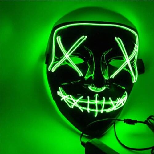 Halloween Decoration Vampire Teeth Fangs Glowing Led Mask Party Masque Masquerade Masks Neon Maske Horror Halloween Party Decor