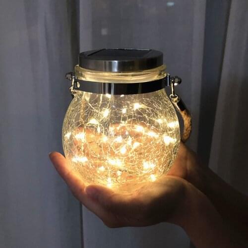Solar Light Outdoors Glass Jar Light Round Waterproof Led Solar Garden Fairy Lamp For Balcony Party Yard Decor Star Night Light