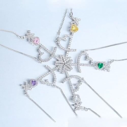 YPAY8 Fashion 925 Sterling Silver Ladies Top Quality Ladies Love arrow Gold Super Long Sweater Chain Fall Party Necklace Jewelry