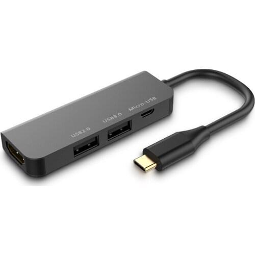 Typc-C to HDMI-compatible +USB3.0+USB2.0+Micro USB HUB HDMI-compatible Thunderbolt 3 Adapter