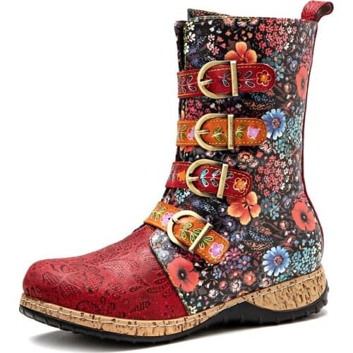 D Knight Ankle Boots Women Genuine Cow Leather Round Toe Ladies Booties Autumn Winter Platform Sole Shoes Handmade High Quality