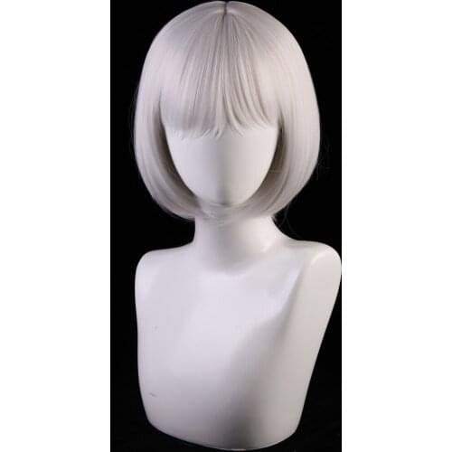 Azur Lane Silver White Bob Wigs For Women Heat Resistant Synthetic Hair Halloween Costume Short Cosplay Wig+ Wig Cap
