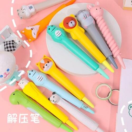 12 Pcs Neutral Pen Cute Cartoon Decompression Pen Girls Heart Student Creative Gel Pens Sponge Decompression Artifact Wholesale