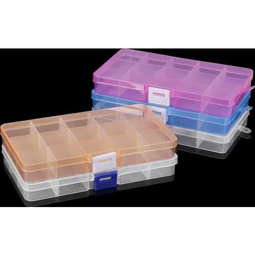 15 Grids Jewelry Nail Art Beads Tool Craft Adjustable Translucent Organizer Storage Box Case Bin For DIY Craft Jewelry Container