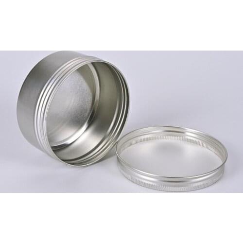 20pcs 100/200g Refillable Bottle Aluminum Empty Round Tin Cans Box Silver Cream Jar Pot Case Screw Thread Lid Lip Balm Container