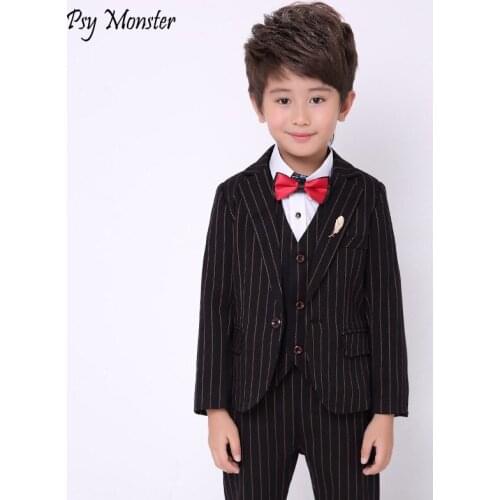 Flower Boys Wedding Suit Blazer+Shirt+Vest+Pants+Tie 5Pcs School Suit for Boys Formal Party Dress Suit Performance Costume N56