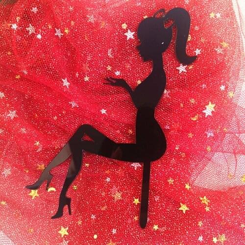 5pc High Heels Lady Girl Acrylic Cake Topper Weddding Cake Decorations black Girls Happy Birthday Cupcake Topper Party Supplies